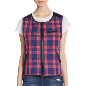 C&C California Plaid Vegan Faux Leather Vest